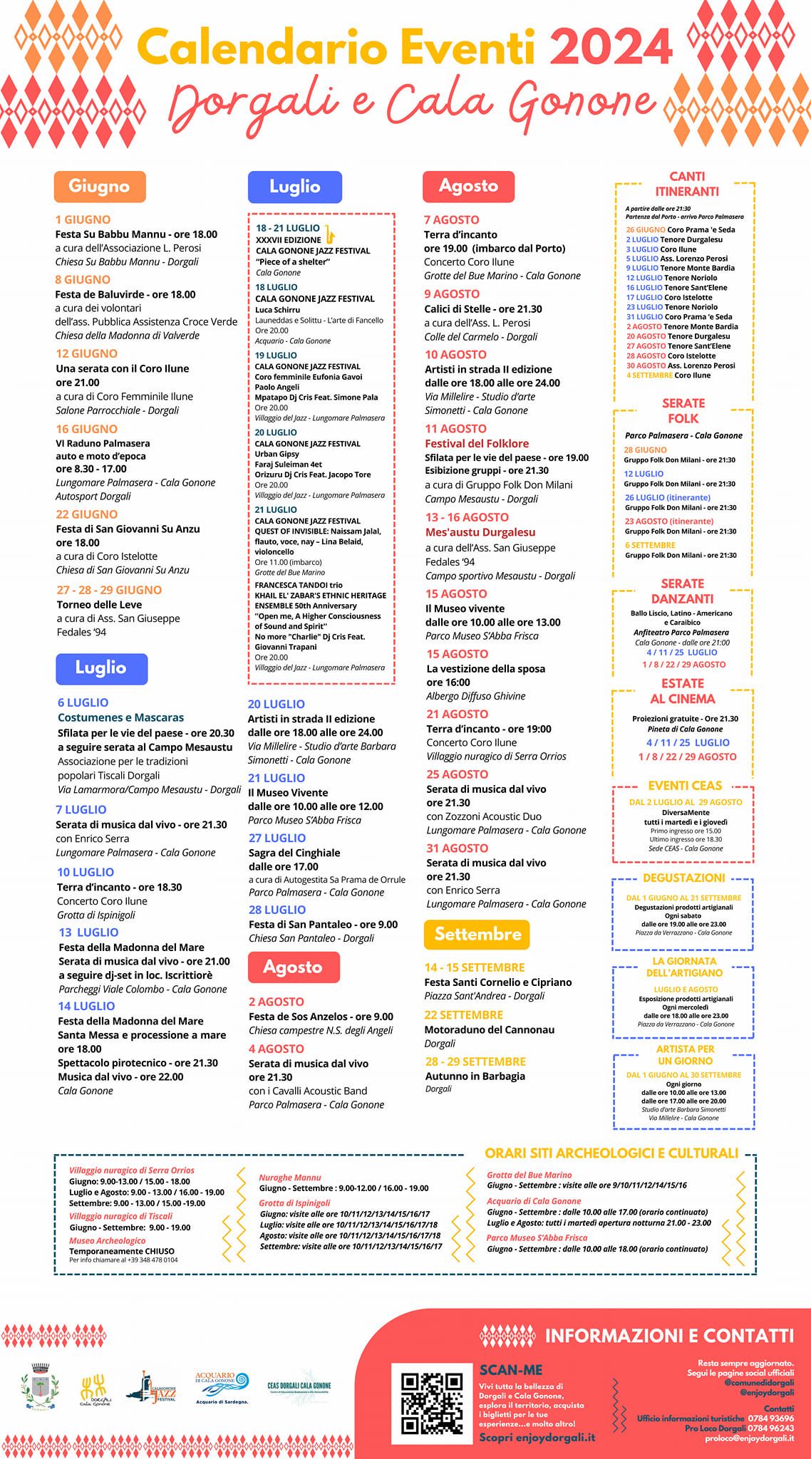 Calendario eventi Cala Gonone 2024